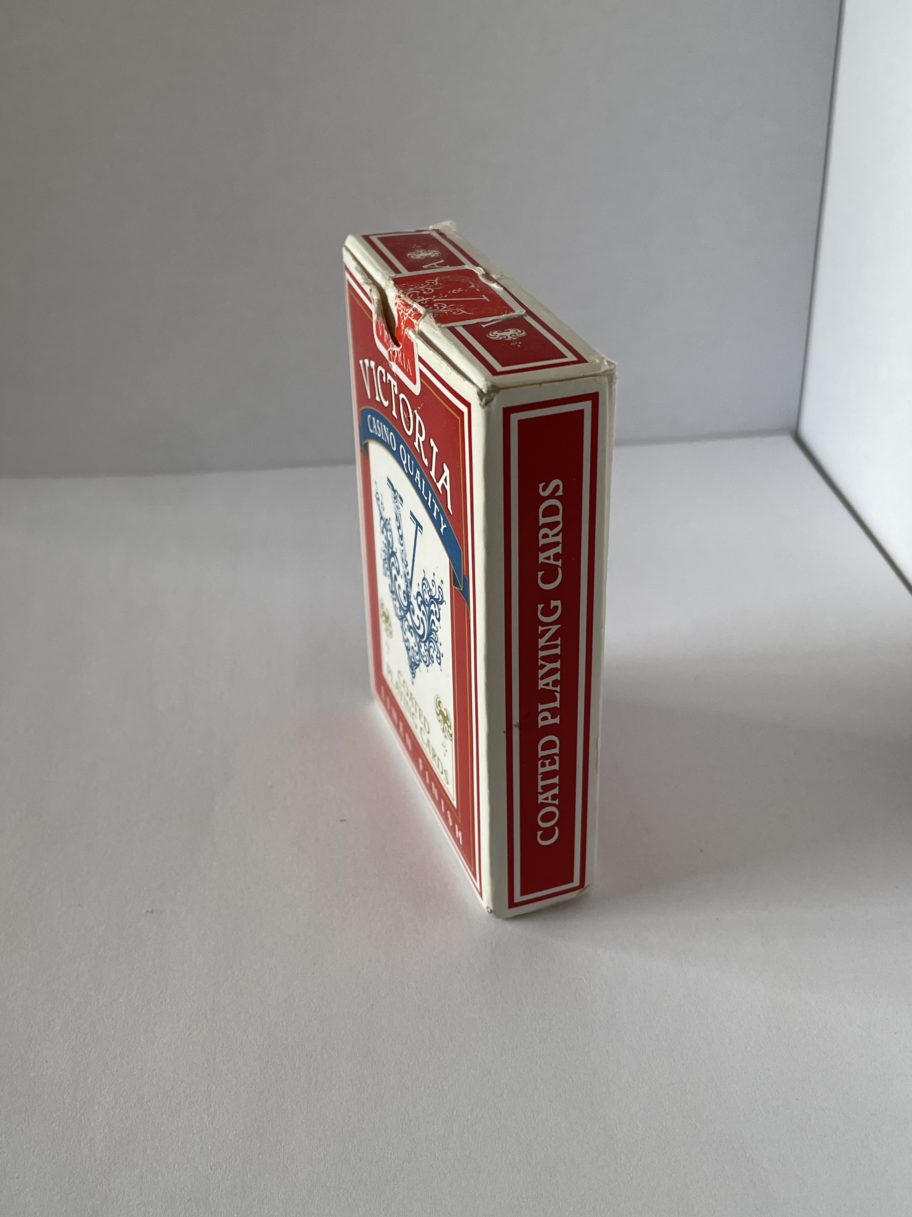 The side view of a card box.