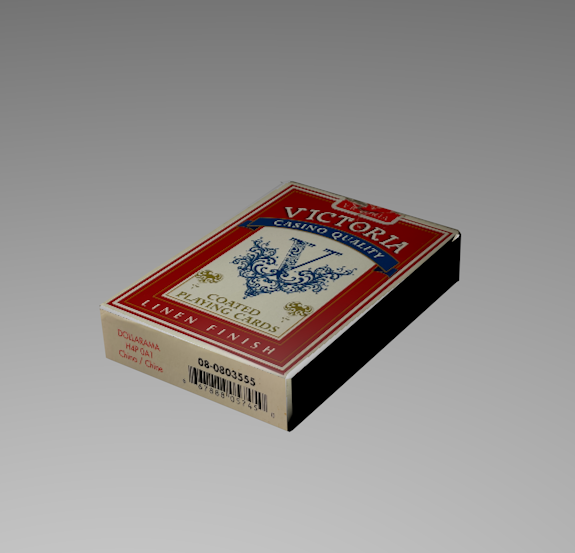 A front angled view of the rendered model of the card box.