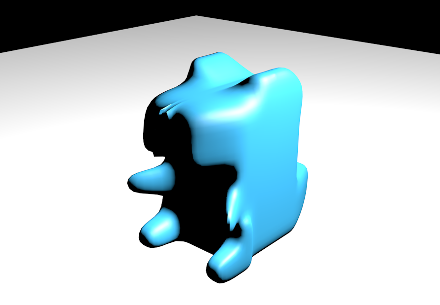 The rendered view of the plush after smoothing out the edges.