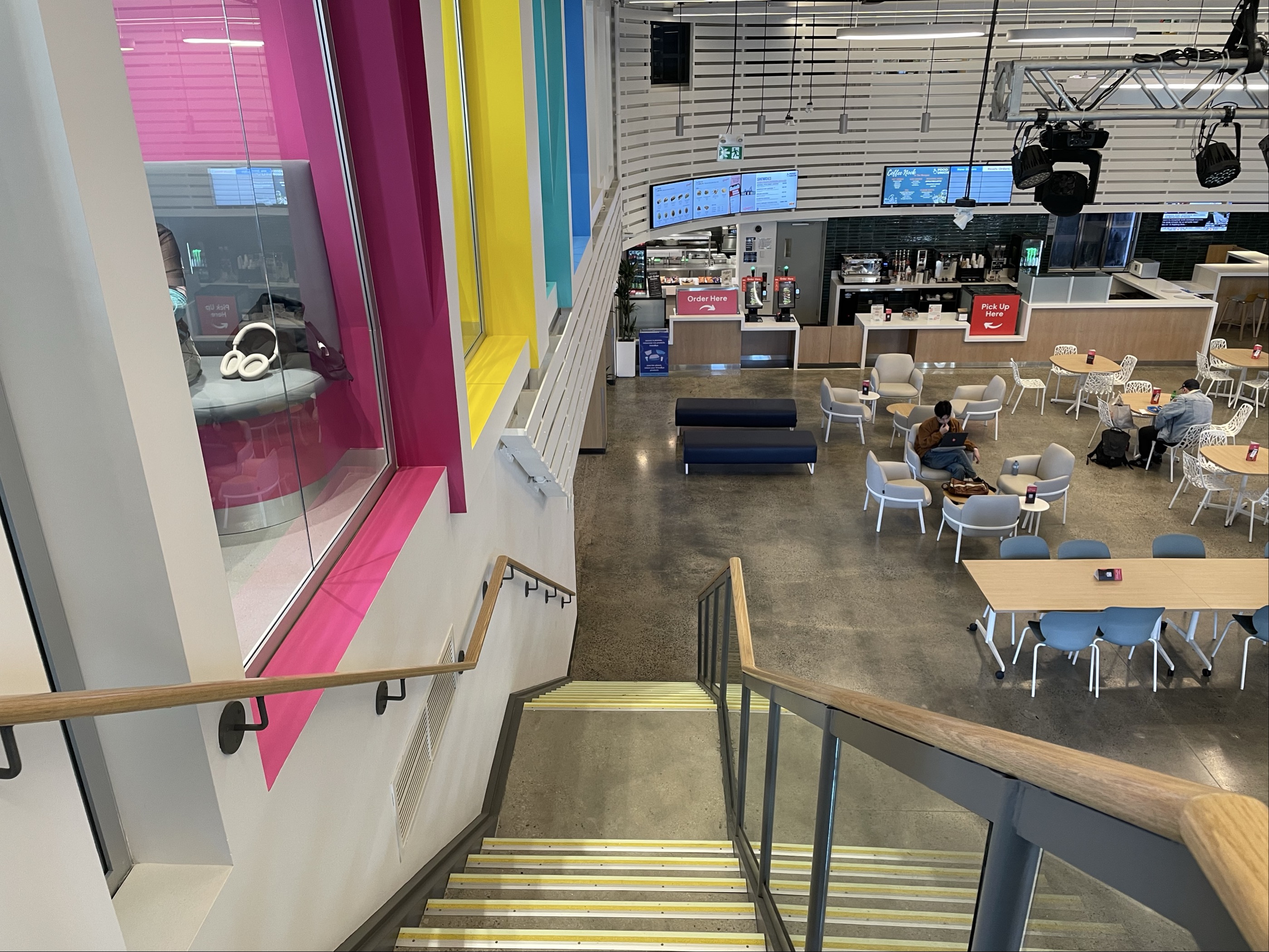 Image taken for the spatial workshop 1 of the marquee. I walked up the stairs to the quiet study area to take a picture from a higher angle.