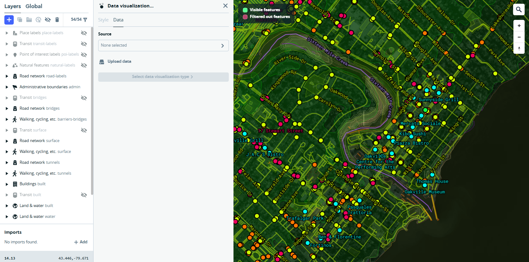 I'm beginning to import the files provided to us in class about bicycle routes into the data visualization layer.