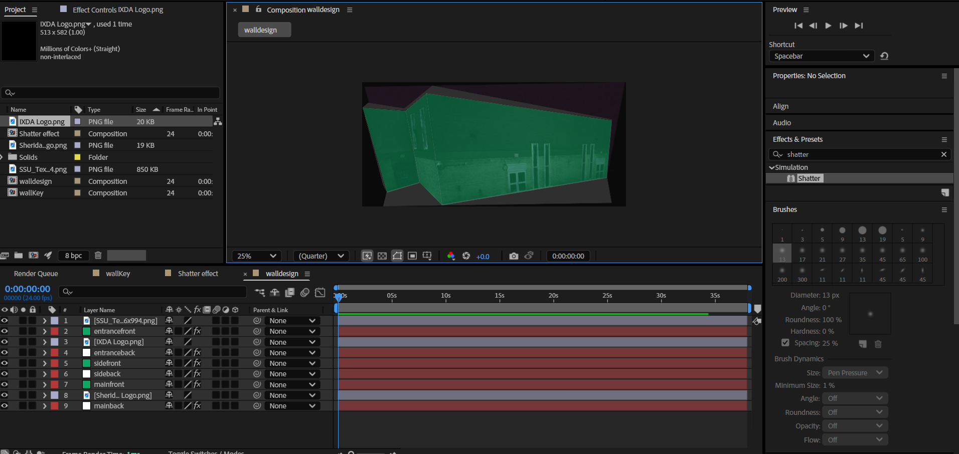 While following the fourth tutorial, I began placing the mask coordinates onto the back and front animation (from a separate composition).
