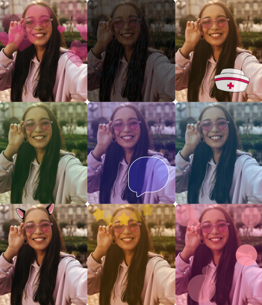 For our second selfie shows a series of images portrays how their friends/family edit the photo to how they perceive this person. The way we perceive ourselves can be different from how others percieve us. In a way, it's like there's various versions of ourselves through the eyes of different people.