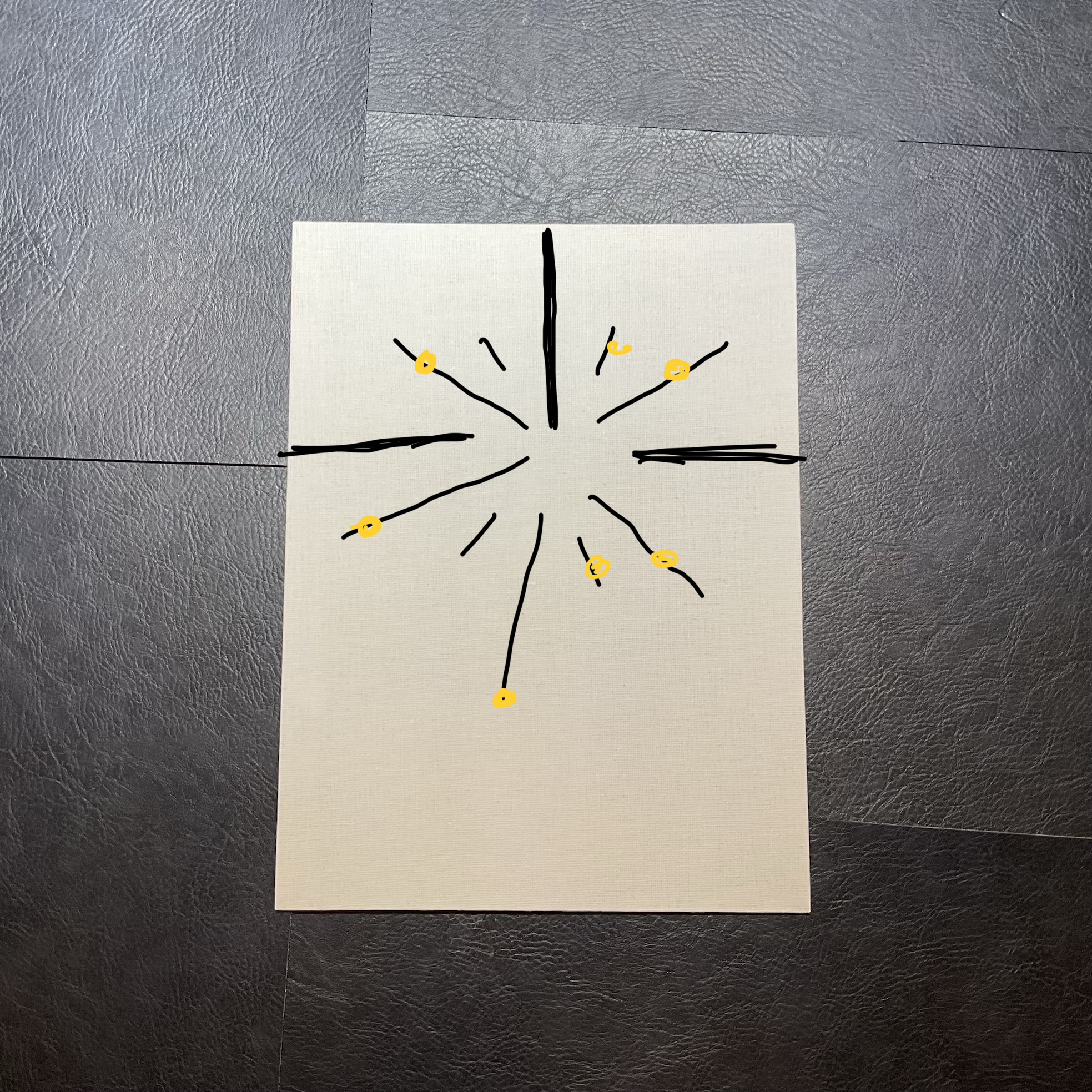 The front of the canvas would contain an illustration incorperating lights. Ideally, certain areas would light up after interacting with it.