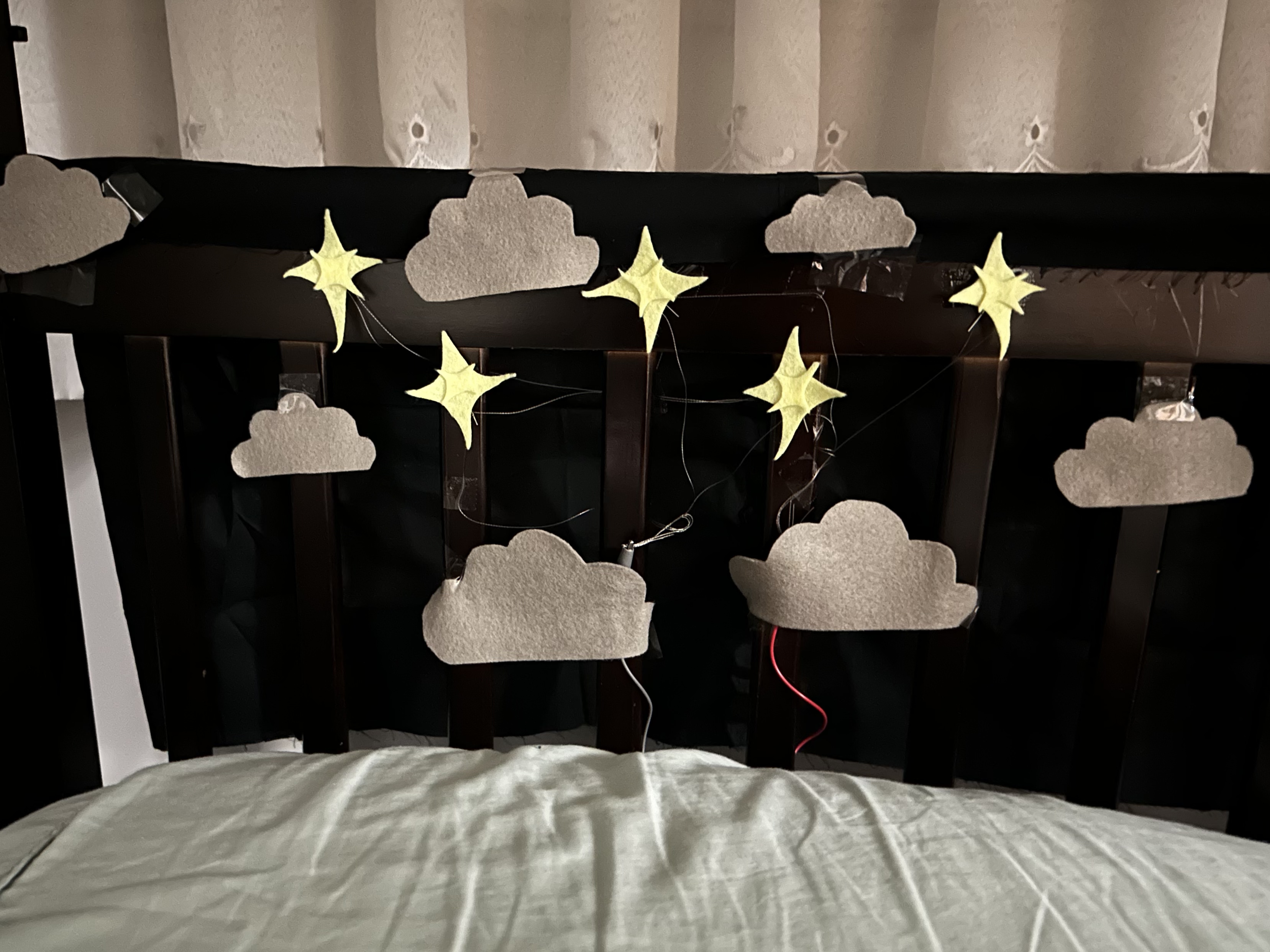 The moment there is no longer pressure on the pillow, the lights will turn off because the circuit will be incomplete.