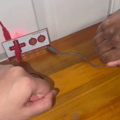 While brainstorming objects to use, I remembered that humans are conductive. Considering I've been using myself as the ground for majority of the experimentation, it would be a cool circuit if its built with two or more people. I asked my sister to act as the other half of the circuit so when we fist bump, it would create a connection. 
